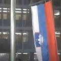 Slovenska zastava na razglasitvi samostojnosti