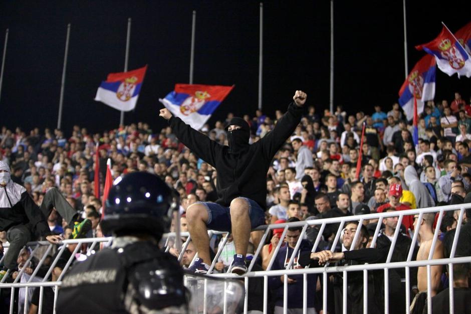 zračno plovilo dron velikoalbanska zastava stadion JNA Beograd Srbija Albanija k | Avtor: EPA