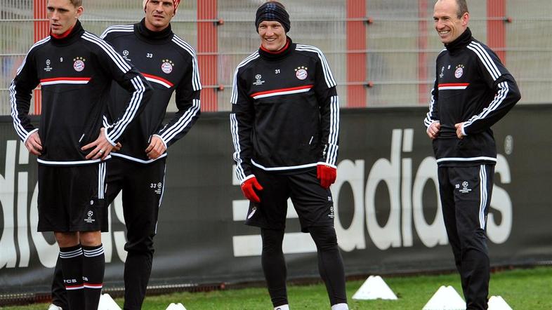 Petersen Gomez Schweinsteiger Robben Bayern München trening Basel Liga prvakov p
