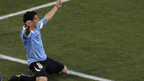 Urugvaj je s pomočjo "Božje roke" Luisa Suareza izločil Gano. (Foto: Reuters)