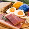 Breakfast of Easter, pirch, eggs, ham