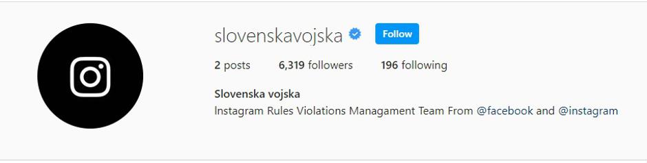 instagram slovenska vojska | Avtor: posnetek zaslona