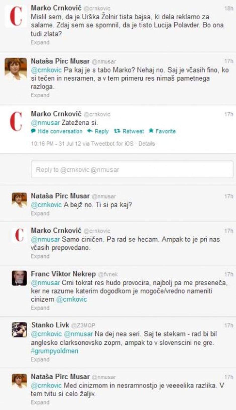 Pogovor med Crnkovičem in Pirc Musarjevo. | Avtor: Reševalni pas/Twitter