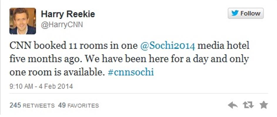 novinarji soči kaos hotel olimpijske igre twitter