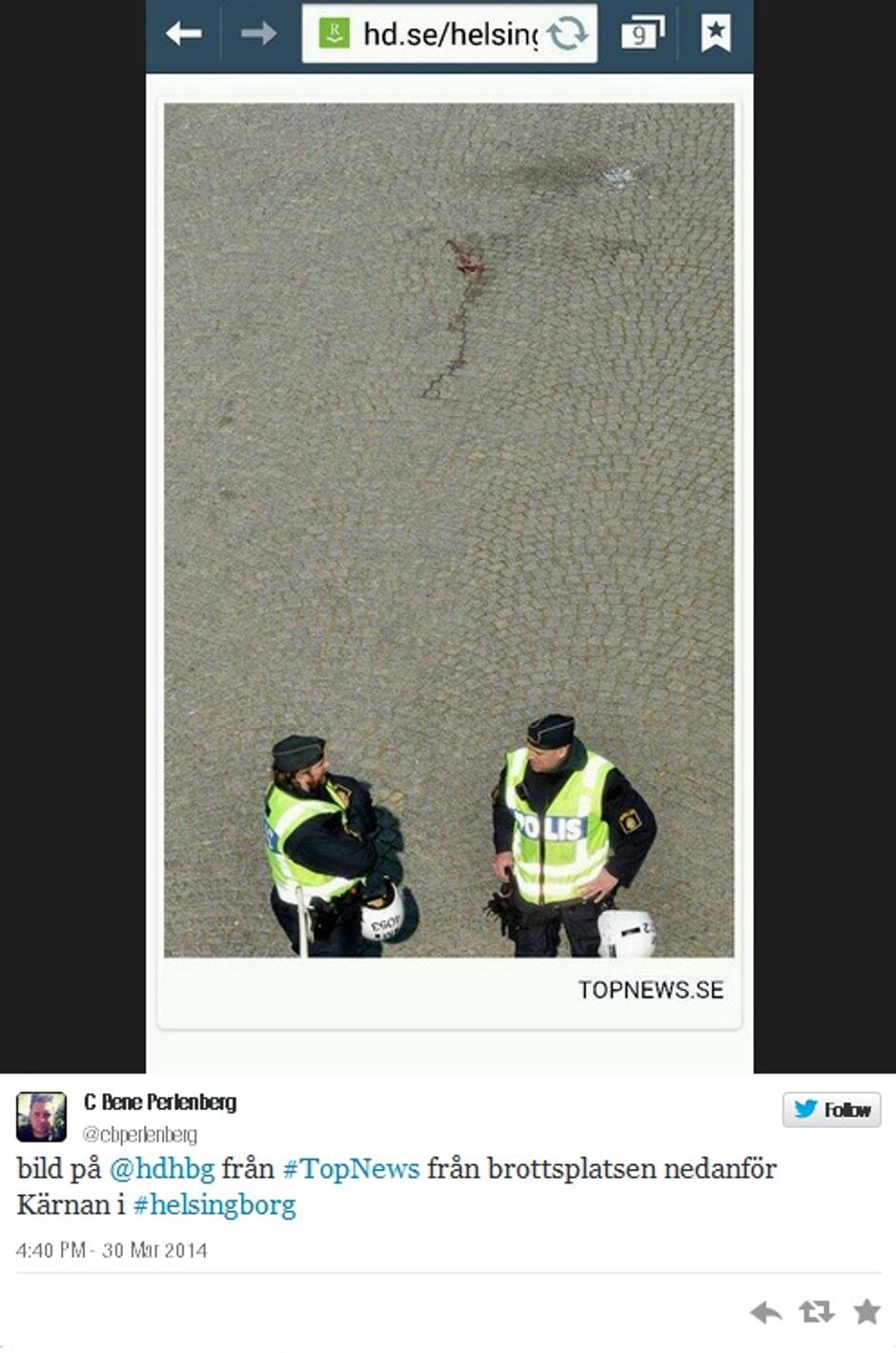 navijač švedska smrt | Avtor: Reševalni pas/Twitter