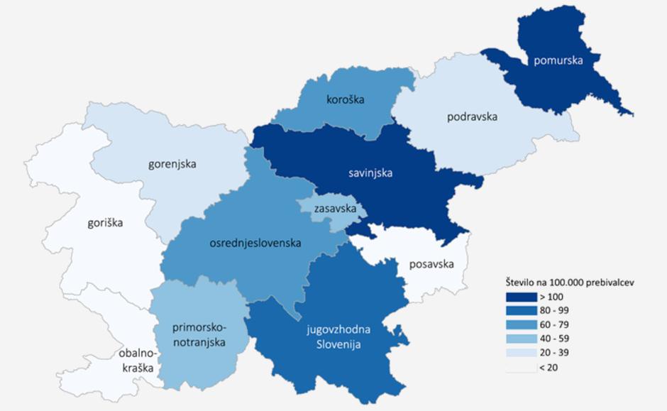 Okužbe po regijah | Avtor: NIJZ