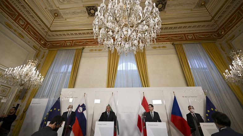 Srečanje štirih predsednikov vlad na Dunaju, Janez Janša, Sebastian Kurz, Andrej Babiš, Bojko Borissov