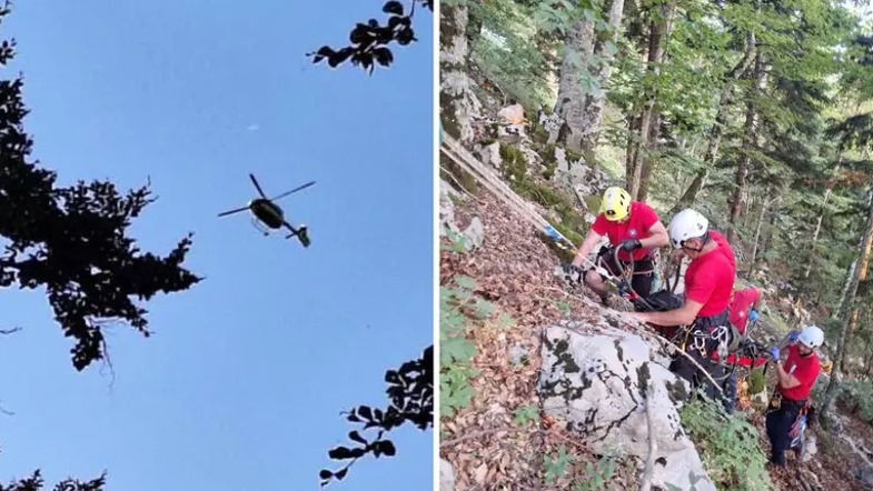 Reševanje poškodovane, nesreča štirikolesnika