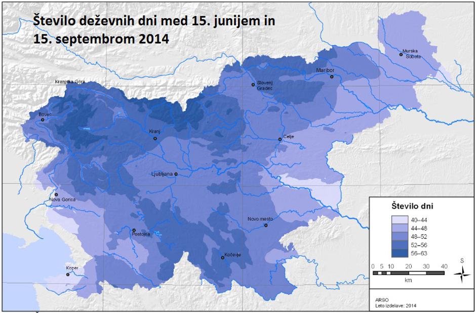 Število deževnih dni | Avtor: Arso