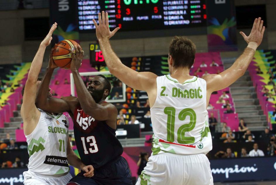 Goran Dragić Zoran Dragić James Harden Slovenija ZDA Mundobasket četrtfinale