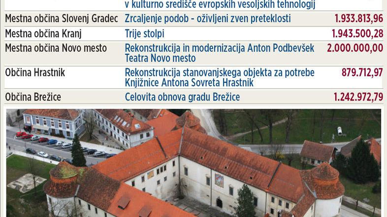 Občina Brežice, ki sicer ne sodeluje pri EPK, je za prenovo gradu prejela dobrih