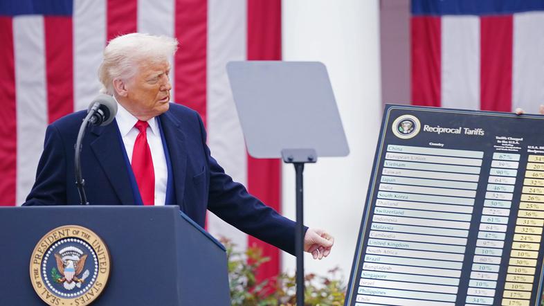 Donald Trump ob razglasitvi vzajemnih carin