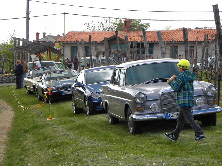 Zbor ljubiteljev vozil mercedes na Goriškem.