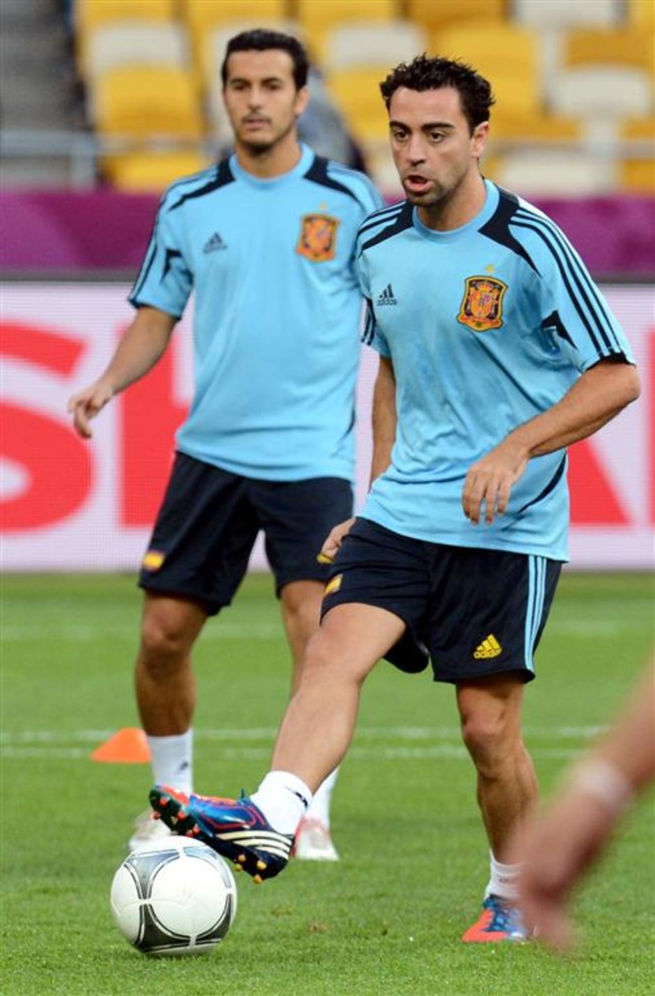 Xavi Pedro Italija Španija finale trening Kijev Euro 2012 | Avtor: EPA