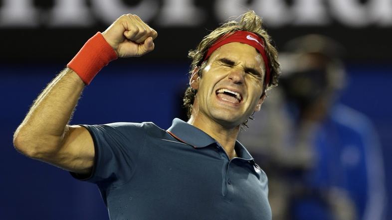 sport 22.01.14. Roger Federer, tenisac, Roger Federer of Switzerland celebrates 