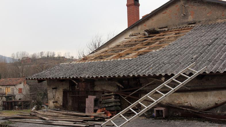 Burja je odkrivala strehe in ruvala drevesa. (Foto: Barbara Milavec)