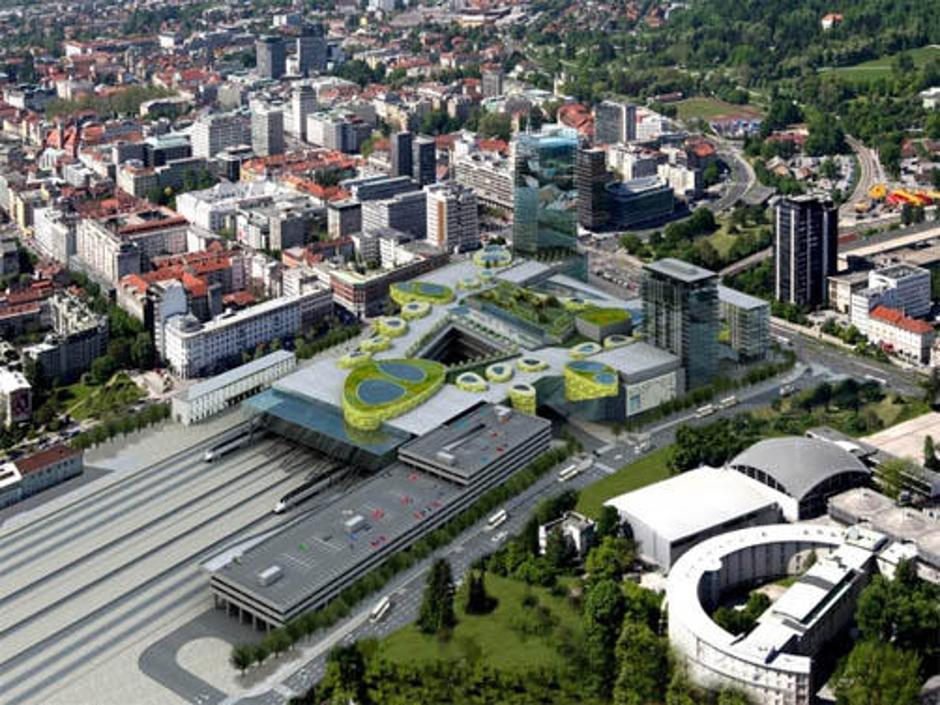 Poslovno-stanovanjski kompleks Emonika in nova železniška postaja sta doslej pri | Avtor: Žurnal24 main