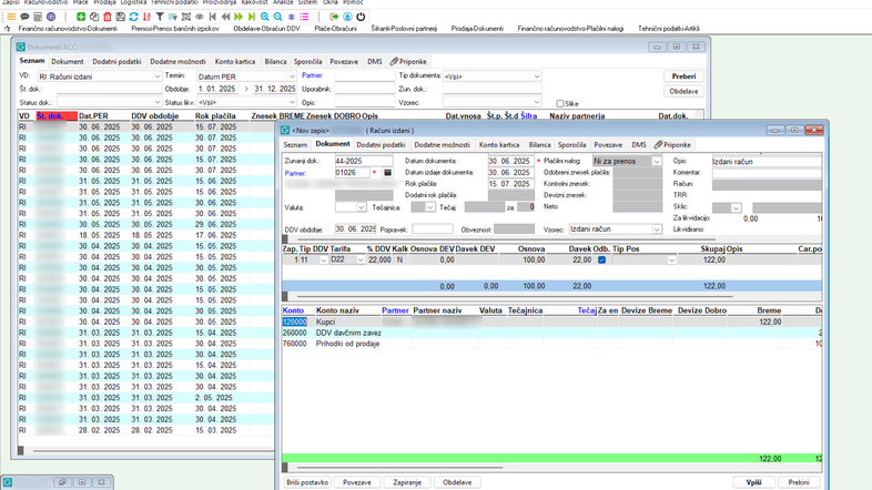Račun iz računovodskega programa