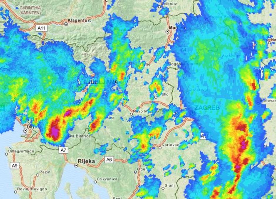 Radarska slika padavin | Avtor: Arso