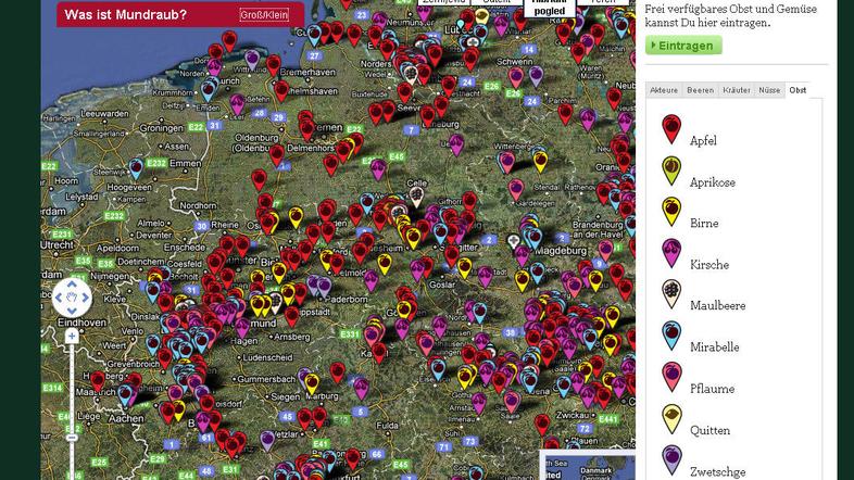 Uporabniki lahko sami dodajo novo drevo. (Foto: mundraub.org)