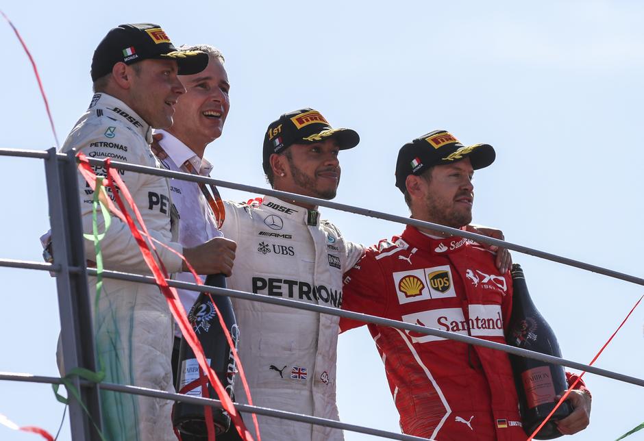 Lewis Hamilton Valtter Bottas Sebastian Vettel VN Italije | Avtor: EPA
