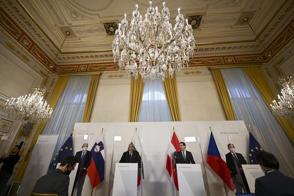 Srečanje štirih predsednikov vlad na Dunaju, Janez Janša, Sebastian Kurz, Andrej Babiš, Bojko Borissov