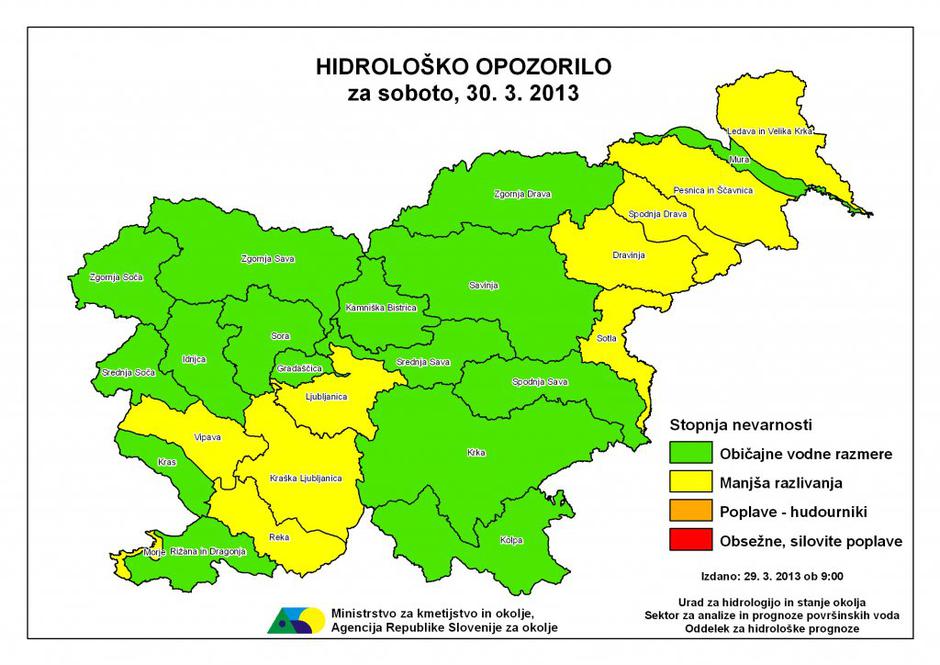 Hidrološko opozorilo | Avtor: Arso