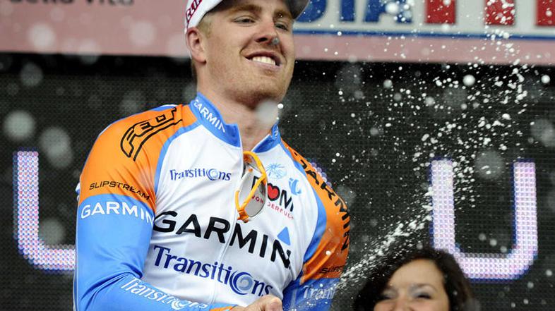 Tyler Farrar je z užitkom brizgal penino po drugi etapi. (Foto: Reuters)