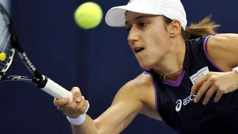 Katarina Srebotnik je proti Švici prinesla točko pri dvoboju posameznic. (Foto: 