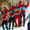 Z rekordno prednostjo so Avstrijci osvojili skakalno zlato kolajno. (Foto: Reute