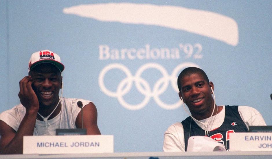 Michael Jordan in Magic Johnson, OI Barcelona 1992 | Avtor: Profimedias