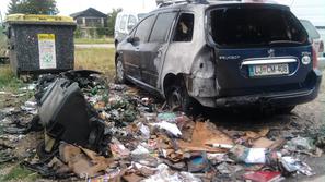 požar, smetnjak, avto 