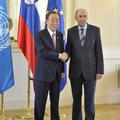 Premier Janez Janša in generalni sekretar ZN Ban Ki Mun