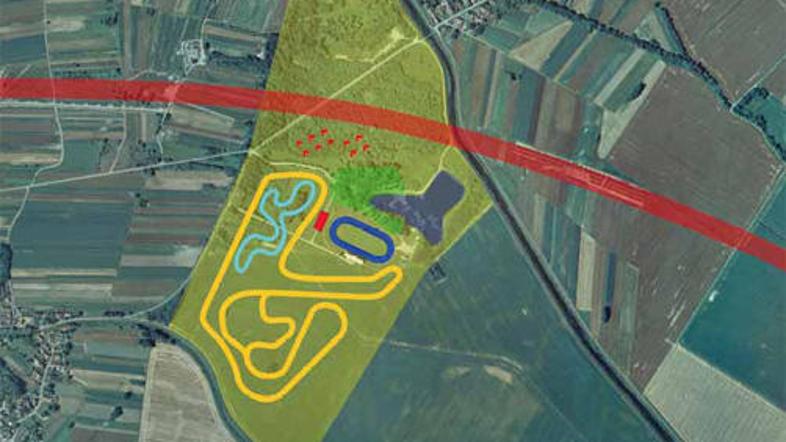 Predvidena shema Športnega parka Petišovci z dirkališčem za cestno-hitrostne dir