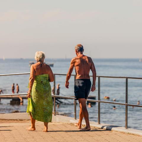 obala, morje, kopalci, plaža