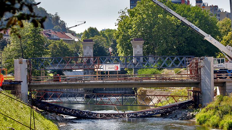 Nesreča na mostu čez Ljubljanico v bližini Cukrarne.