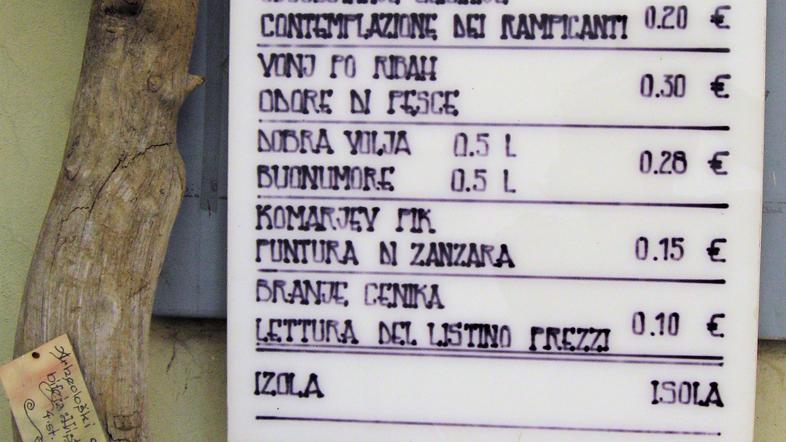 Zabaven cenik (Foto: Bralka Petra)