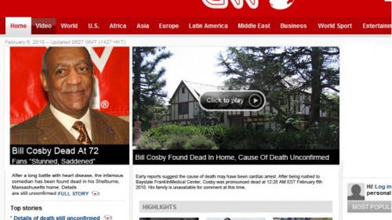 Na spletni strani CNN so poročali o smrti legendarnega komedijanta. (Foto: Pop C