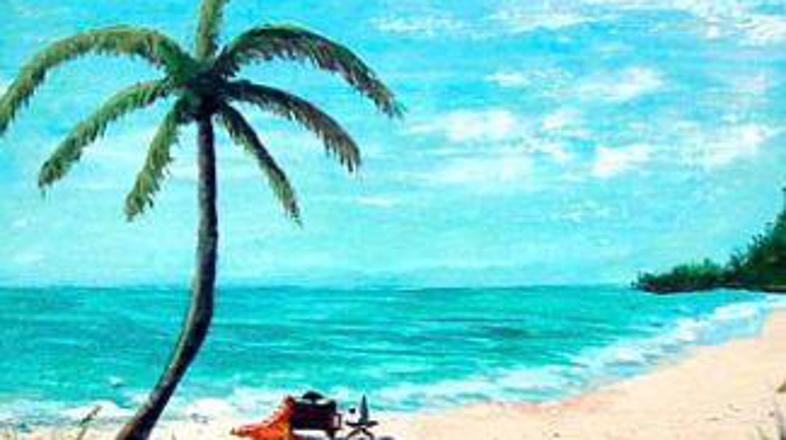 Umetnina slikarke Val Thompson. S pepelom umrlega.