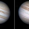 Na levi je fotografija Jupitra, posneta junija lani, desno pa je fotografija iz 