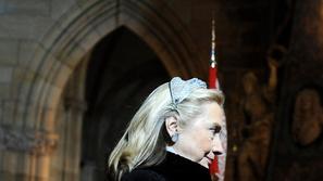 Hillary Clinton na pogrebu Vaclava Havla v Pragi.