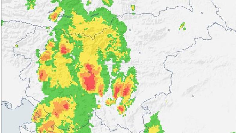 Radarska slika padavin.