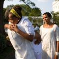 Predsednik Barack Obama je pozdravil Michelle in Sasho in jima priredil piknik, 