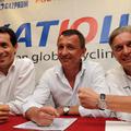 Od leve proti desni: menedžer Katjuše Stefano Feltrin, predsednik in koordinator