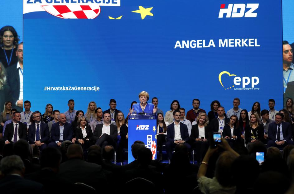 Angela Merkel na predvolilnem shodu HDZ na Hrvaškem