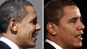 Šest tednov razlike: Na sredini fotografiji so lasje predsednika Baracka Obame p