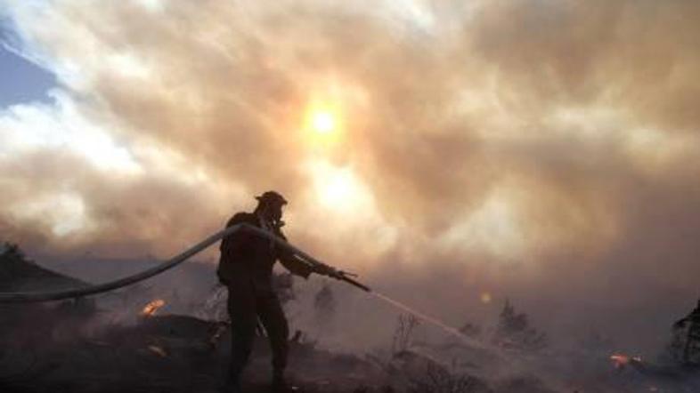 Grški gasilci se skoraj brez spanca že drugi dan borijo z ognjem na severu Aten 