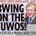 Hodgson The Sun govorna napaka tabloid naslovnica selektor Anglija