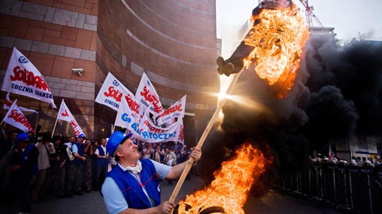 Nekateri sindikati so dogodek izkoristili za protest proti politiki EU.