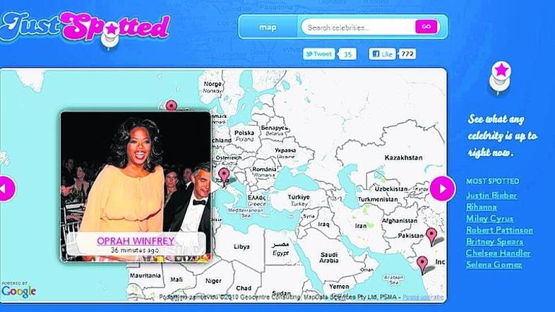 Eden od uporabnikov JustSpotted.com je denimo Oprah Winfrey ta teden opazil na s
